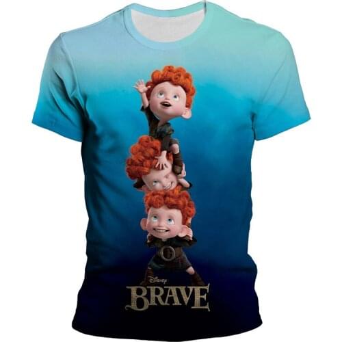 Oversize Womens T-shirt Cartoon Anime Disney Brave 3D Print Mens Summer T Shirts Short Sleeve Casual Children Tee Shirts