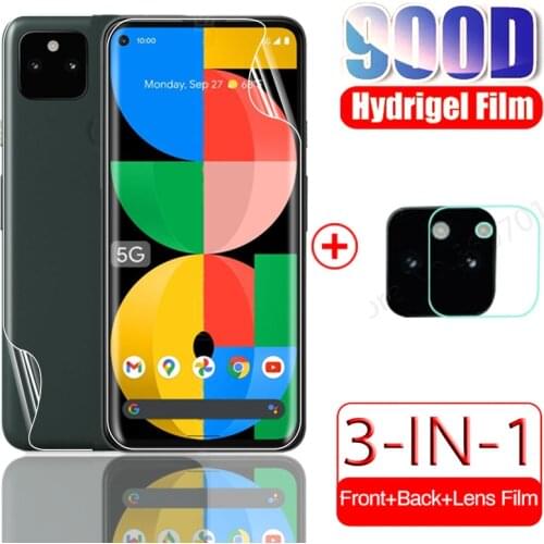 Full cover hydrogel film for google pixel 5a pixel5a 5g 6.34" hd anti-scratch front back screen protectors camera film not glass