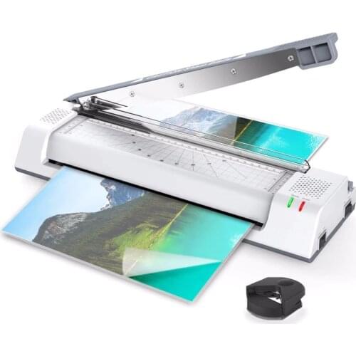 A3/ A4 /A6 Thermal Pouch Laminator with 2 Roller Fast Warm-up Photos File Laminating Machine with Trimmer and Corner Rounder