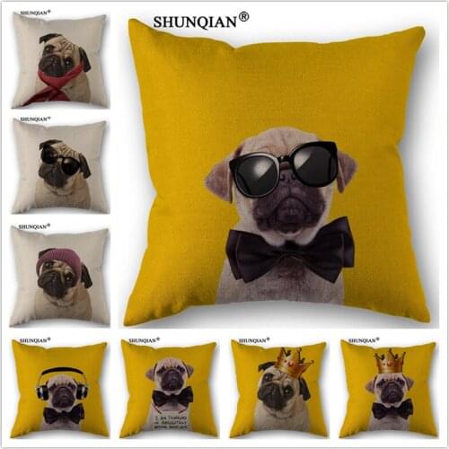 Linen Cotton dog Pillow Cover Custom Print Home Decorative Throw Pillows Cases 45x45cm one side C4157