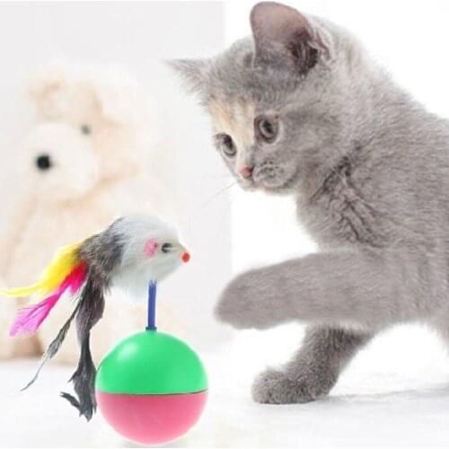 Mimi Pet Cat Tumbler Swing Toys Ball False Mouse Fur Feather Kitten Playing Seat Scratch Durable Toy for Catch Funny Pet Product