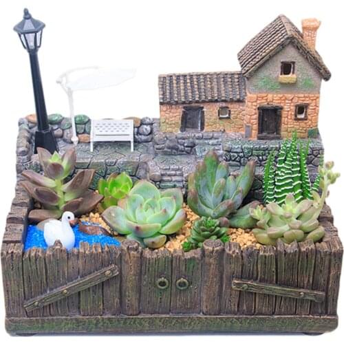 Mini Fairy Tale Garden Resin Flower Pot DIY Creative Succulent Flower Pot Home Office Flower Pot Decoration Holiday Gift