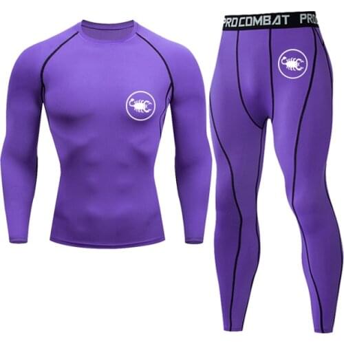 Men Clothing Sportswear Gym Fitness Compression Suits Running jersey Set Sport Jogging leggings Quick Dry Tight T-shirt+Pant Set