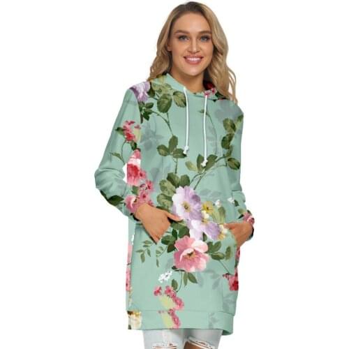 2021 New Mid-length Hoodies Women Pack hip Sweatshirt 3D Floral Harajuku Large Size Long sleeve Women Tracksuit Retro Streetwear