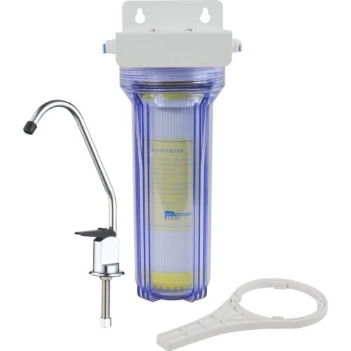 Single Stage Transparent Under Sink Softener Water Filtration System With 10" Ion-Exchange Resin Filter -Exchange Hardness Water