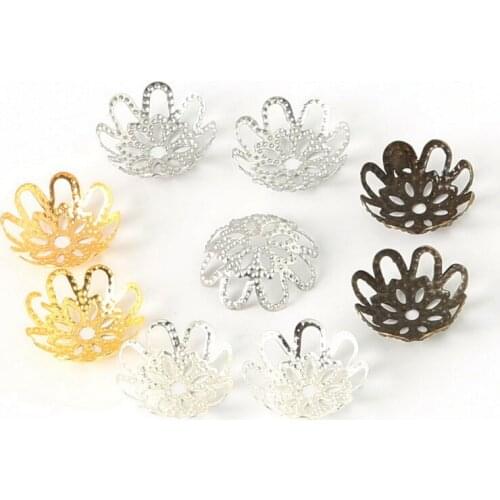 Wholesale 200pcs 3x14mm Gold/Bronze/Rhodium/Silver Plated Iron Hollow Flower Bead Caps DIY Jewelry Accessory Free Shipping