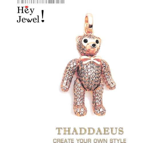 Pendant Rose Gold Teddy Bear,2018 Fashion 925 Sterling Silver Jewelry Europe Bijoux Fashion Accessories Gift For Woman Girls