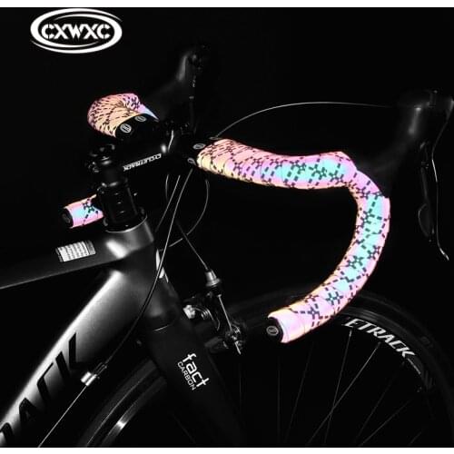 Anti-Slip Road Bicycle Handlebar Light Change Reflective Bike Bar Tape Racing Bike Tape Wrap Pu Leather Cycling Handlebar Tapes