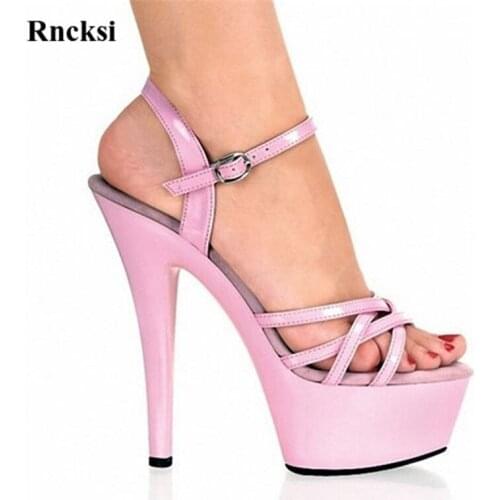Rncksi Women Sexy Straps Shoes 15CM High Heel Platforms Pole Dance/Performance Star Model Sandals Party Wedding Dress Sandals