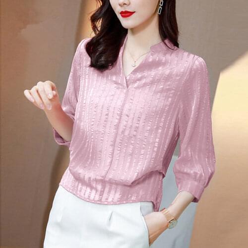 Women Fashion Shirts V-Neck Elegant Temperament Blouses Spring Summer Aesthetic Loose Ropa De Mujer Blusas Tops MM0751