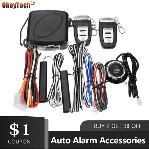OkeyTech Car SUV Keyless Entry Engine Start Keyless Alarm System Push Button Remote Starter Stop Automobiles Auto Accessories