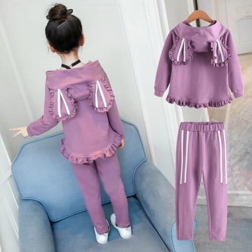 2021Spring Kids Girls Clothes Set Hooded Sweatshirt + Loose Casual Pants 10 12 Y 2Pcs Suits Teenage Tracksuits Children Clothing