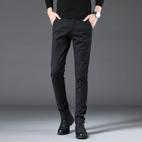 Spring Summer 2021 Men Full Length Solid Business Trousers Mens Trousers Slim Mens Trousers Elastic Korean Small Leg Pants