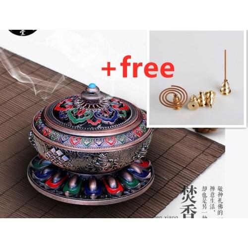 Vintage burner incense holder hold burner brass Incense Holders Enamel incense stove stove come a with small gift (brozen burner