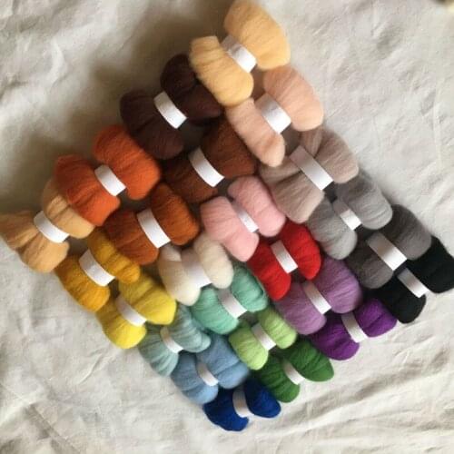 WFPFBEC 24colors wool for felting 70s 10g/20g/50g/100g/color wool felt wool fiber