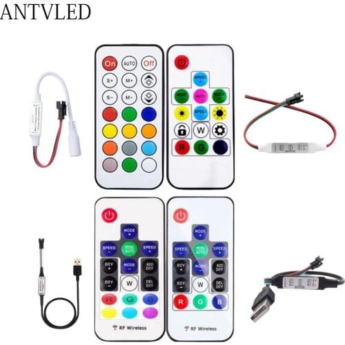 WS2811 WS2812B SK6812 Led Pixel Controller RF 14/17/21 Keys With Remote DC/USB MINI 3keys Control DC5-24V