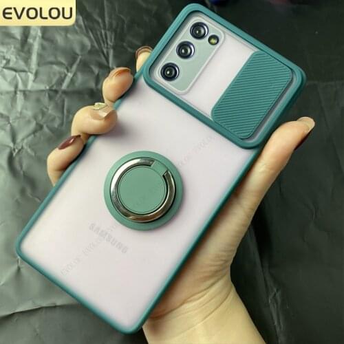 Slide Camera Lens Protection Case for Samsung S21 Ultra 360 Finger Ring Holder Phone Cover for Samsung F62 M31 Quantum 2 Note 20