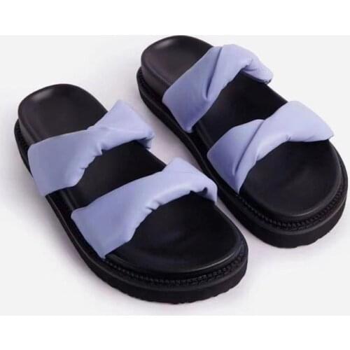 Ladies The Two Bands Platform Sandals Womens Summer Slippers Fashion Plus Size PU Women Flat Shoes Ligth Female Footwear 2021