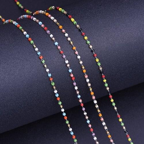 1M/Lot Stainless Steel Cylindrical Beads Wire Wrapped Rosary Chain Finding Handmade Women Bracelets Necklaces Jewelry Wholesale