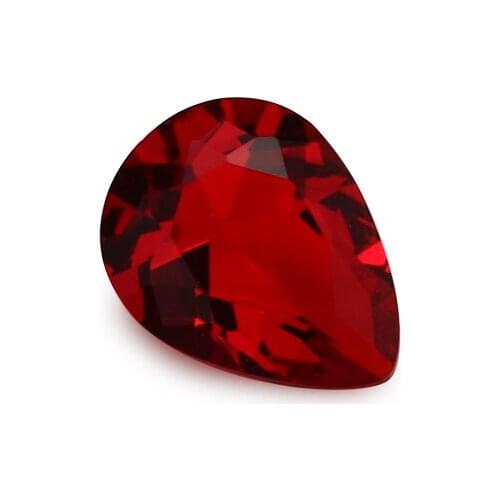 100pcs 3x3~10x10mm Pear Shape Loose Stone Dark Red Color Glass Synthetic Gems For Jewelry DIY Stone