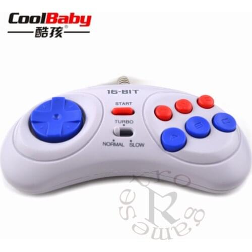 16 bit Classic Wired Game Controller for SEGA Genesis 6 Button Gamepad for SEGA Mega Drive Mode Fast Slow white