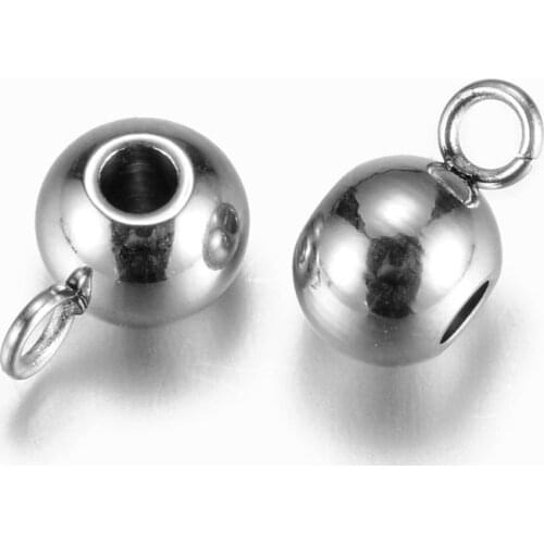 200pcs 304 Stainless Steel Hanger Links Connectors Rondelle Bail Beads for Jewelry Making DIY Findings 9x5x6mm Hole: 2mm