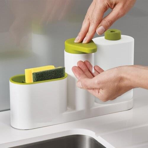 3 in 1 kitchen Accessories Sink Liquid Soap Dispenser Bottle Storage Box for Bathroom Kitchen Gadget practical kitchen tools