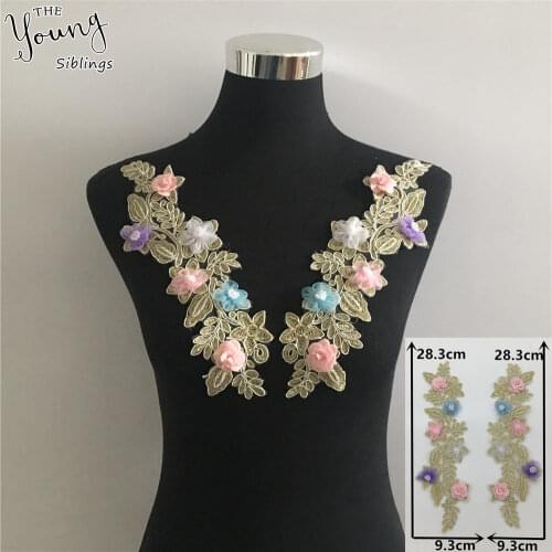 High quality Embroidery DIY Lace Collar 3D Flower Sewing Lace Applique Neckline Clothing Decorate Accessories Craft supplies