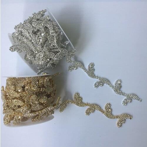 5Yards Rose Gold Silver Golden Rhinestone Trims Chain for Ladies Crystal Applique Banding
