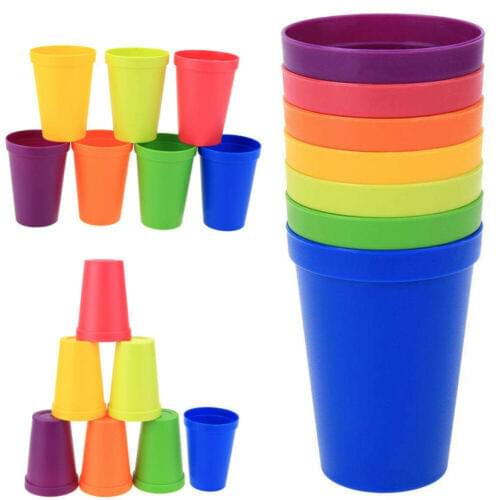 7X Solid Smoothie Plastic Portable Drink Cup Iced Coffee Juice Liquid Beaker Lid Party Tumblers