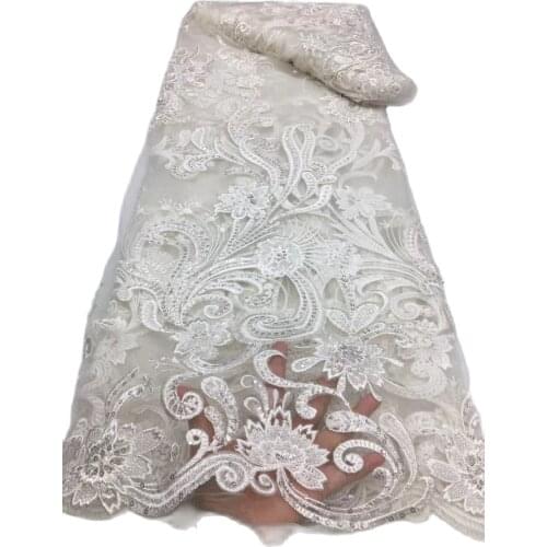 African Lace Fabric with Beads Flowers JRB-14.90702 Material for Dresses 4.5*1.35 Meters for Party or Wedding Decoration Black