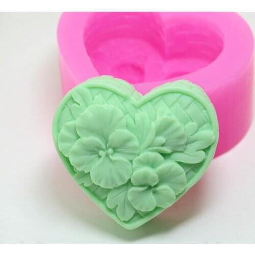 AL023 Flower heart shape silicone mold Handmade Soap Clay craft mold DIY decoration tools