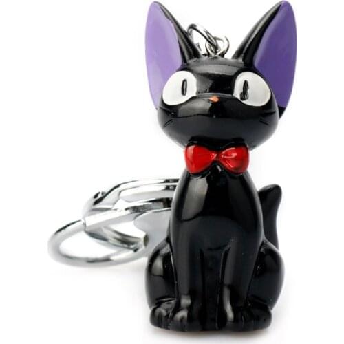 Hayao Miyazaki keychain Kikis Delivery Service Black JiJi Mini Black Cat Kiki Men Key Holder Trinket Gift Key Chains Llaveros