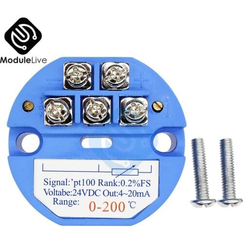RTD PT100 Temperature Sensor Transmitter 0-200 Degree Temperature Sensor DC 24V 4-20MA Temperature Sensor Detector Module