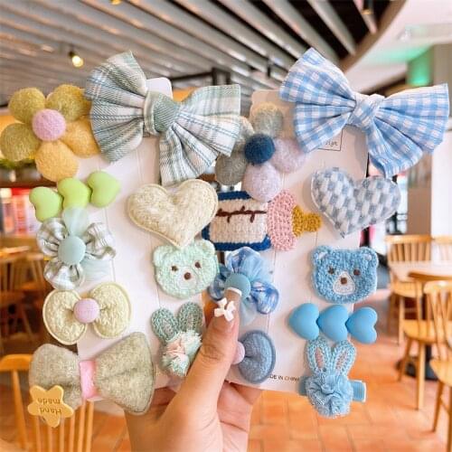 Wecute Baby Headband Set Bear Hairpin Baby Girl Hair Accessories Kawai Bow Flowers Child Headwear Photo Props Birthday Gifts