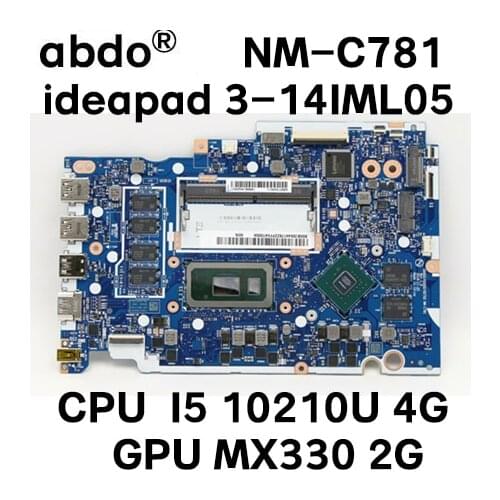 For Lenovo ideapad 3-14IML05/V14 G1-IML Laptop motherboard GS452/GS552/GS752 NM-C781 with I5 10210U 4G GPU MX330 2G 100% test OK