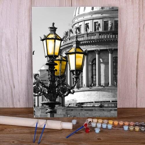 Photograph European Landscape Painting By Numbers Kit Acrylic Paints 50*70 Painting On Canvas New Design For Kids Art