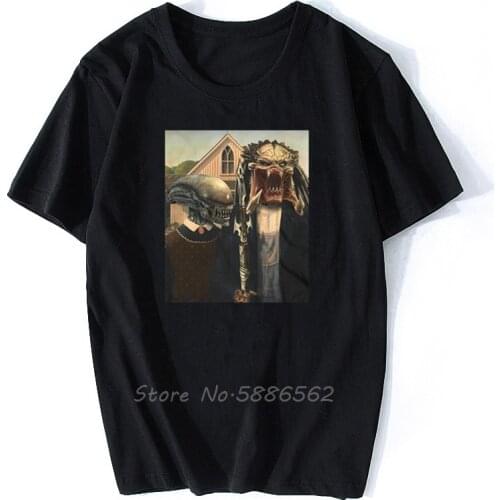 Xenomorph Predator T Shirt American Gothic Alien Covenant Halloween Basic Models t-shirt Men Cotton Tshirt Hip Hop Tees Tops