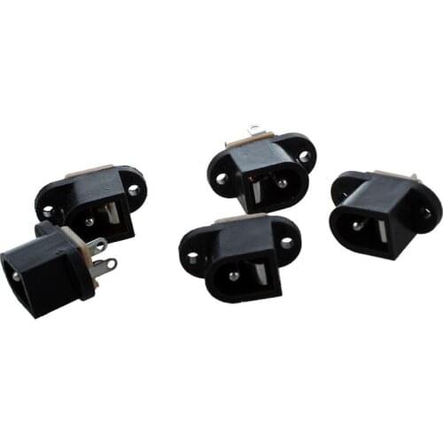5 Pcs 2.1x5.5mm Female DC Power Plug Jack Socket Black