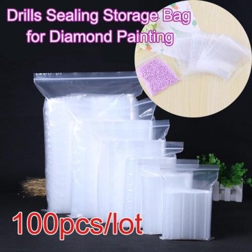 Diamond Painting Tools Plastic Self Adhesive Bags Drills Glued Stone Storage Sealing Bag DIY Diamond Painting Kit Craft Supplies