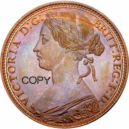 Great Britain 1 Penny Victoria 2nd portrait 1882 Red Copper Copy Coins