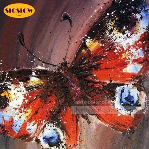 SIOSIOW Red Butterfly 5d Diamond Painting Full Drill Square Animals Cross Stitch Diamond Embroidery Beads Picture Kit Wall Decor