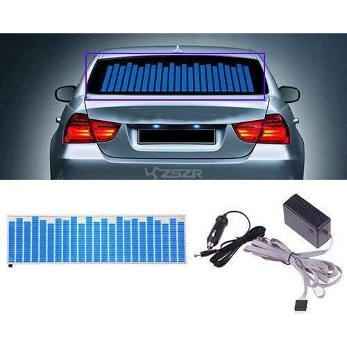 90x25cm Car Sticker Music Rhythm Blue LED Flash Light Sound Activated Equalizer Z2ADC001