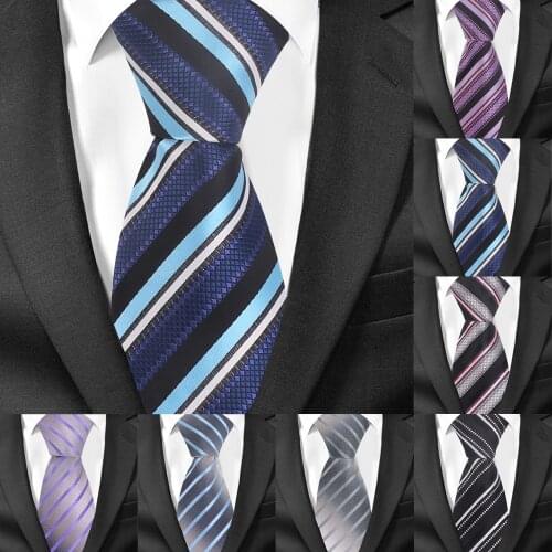 NEW Striped Silk Ties Neckties For Men Jacquard Woven Mens Tie 8cm width Business Party Suits Neck Tie