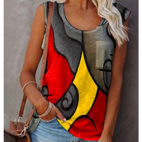 New Vintage T-shirt Tops Vrouwen Mouwloze Zomer O-hals T-shirts Casual Grafische Harajuku Plus Size Elegante Trui Tank Tops 2021