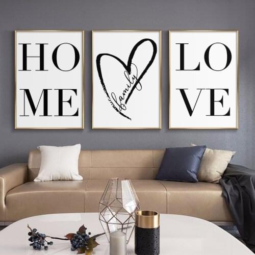 Love Posters Black And White Decorative Canvas Painting Wall Art Poster Simple Letters Picture Living Room Decoration Home Decor