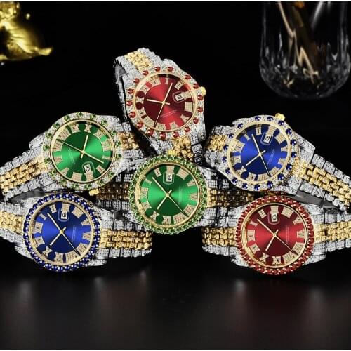 Fully AAA Diamond Mens Watches Iced Out Watch Men Hip Hop Luxury Quartz Wristwatch Man Waterproof Silver Gold Relogio Masculino