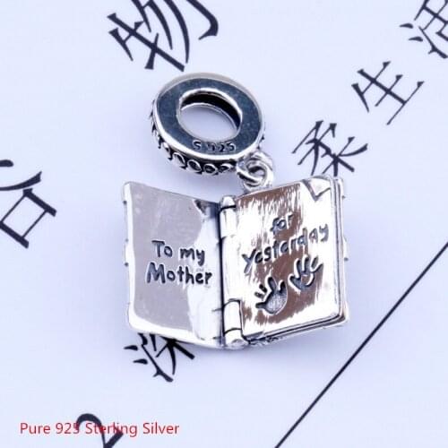 Buyee Real 925 Sterling Silver DIY Jewelry Findings Carving To My Mother Exquisite Tag Pendant Charm for Bracelet Jewelry Making
