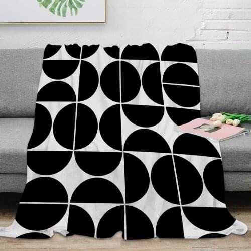 Mid Century Modern Geometric Black Throw Blanket Warm Microfiber Blanket Flannel Blanket Bedroom Decor Blankets For Beds