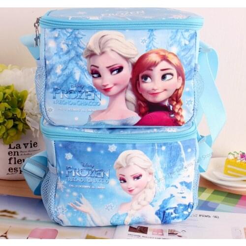Disney Frozen Cartoon Student Thermos Lunch Box Bag Shoulder Messenger Picnic Bag Ice Pack Lunch Bento